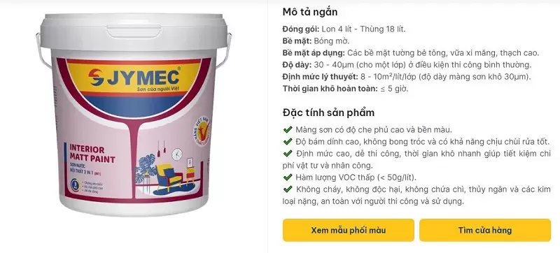 Sơn nước Jymec 3in1 có giá thành phải chăng