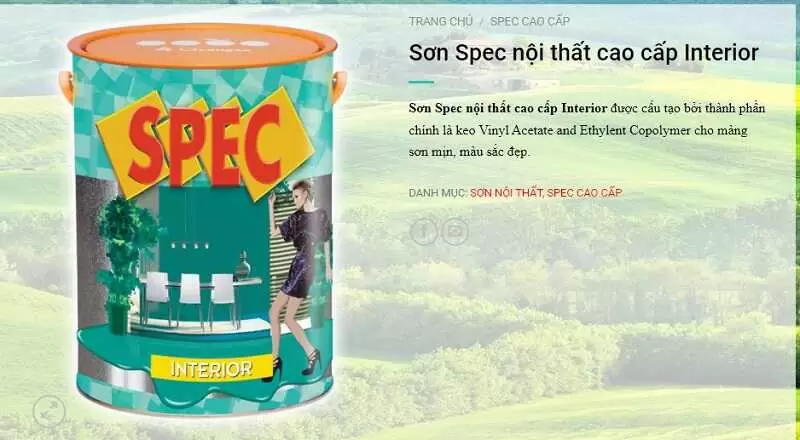 Sơn nước nội thất Spec Interior có bao bì bắt mắt