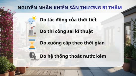 Sân thượng bị thấm nước phải xử lý thế nào cho dứt điểm