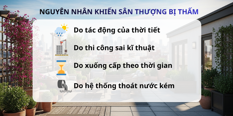 Sân thượng bị thấm nước phải xử lý thế nào cho dứt điểm