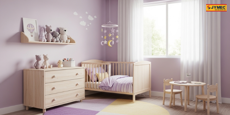 Phong Ngu Tre Em Tim Pastel Phoi Go Sang