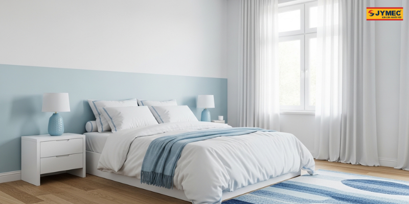 Phong Su Dung Mau Trang Ket Hop Xanh Pastel