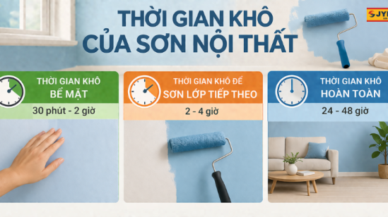 Sơn nội thất bao lâu thì khô ? Thời gian chuẩn từng lớp sơn
