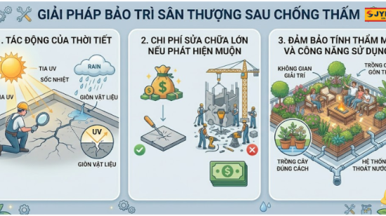 Cách bảo trì sân thượng sau khi chông thấm