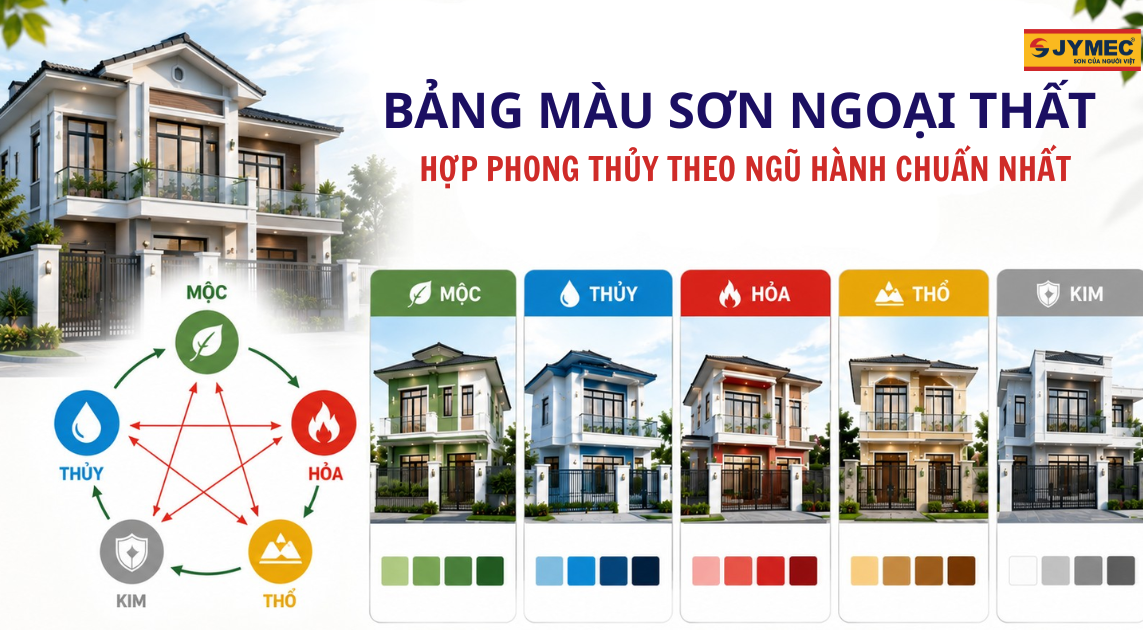 Bảng màu sơn ngoại thất hợp phong thủy theo ngũ hành chuẩn nhất
