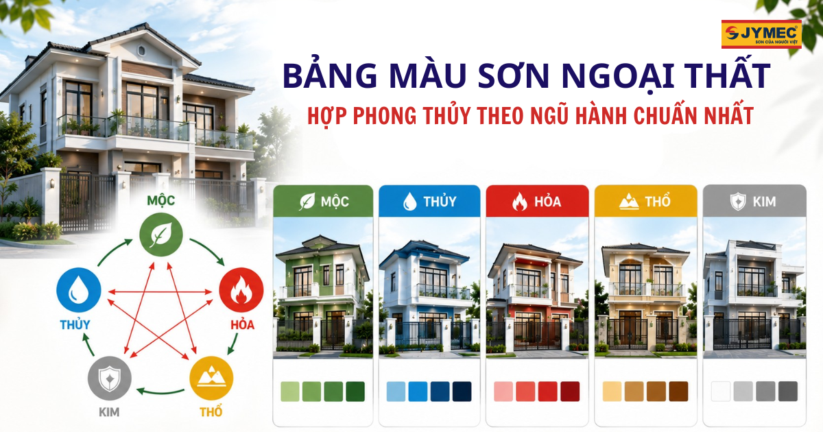Bảng màu sơn ngoại thất hợp phong thủy theo ngũ hành chuẩn nhất