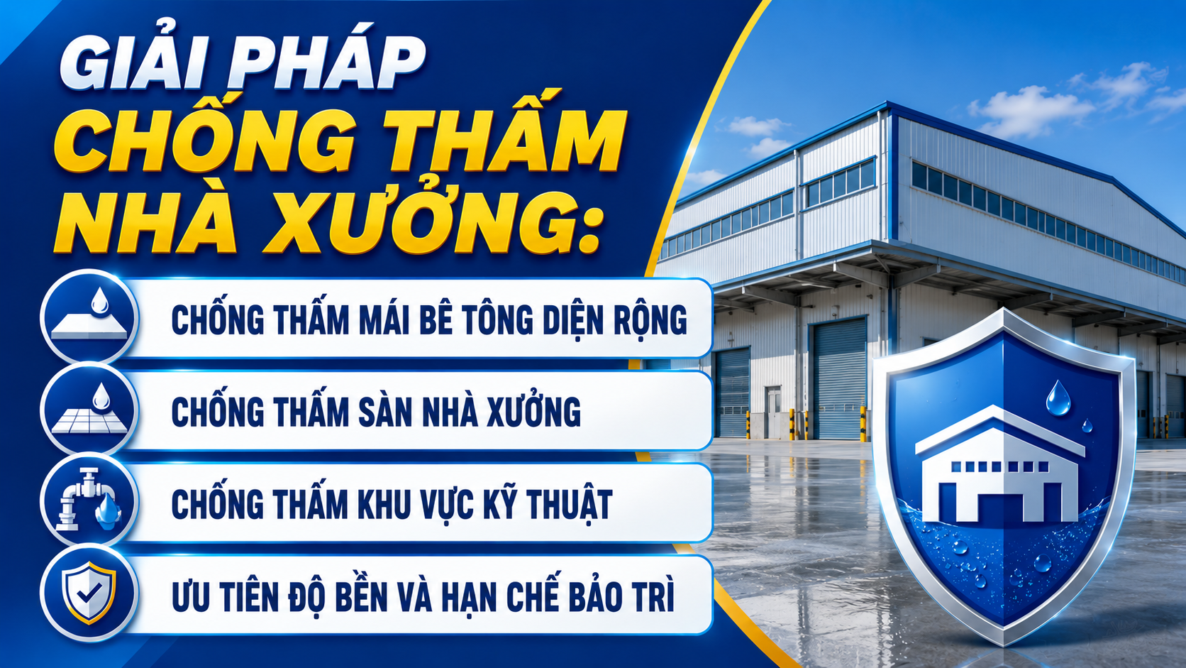 Giải pháp chông thấm cho nhà xưởng Giai Phap Chong Ham Nha Xuong