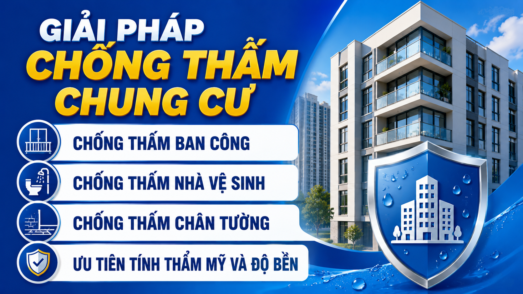 Giải pháp chông thấm chung cư Giai Phap Chong Tham Chung Cu