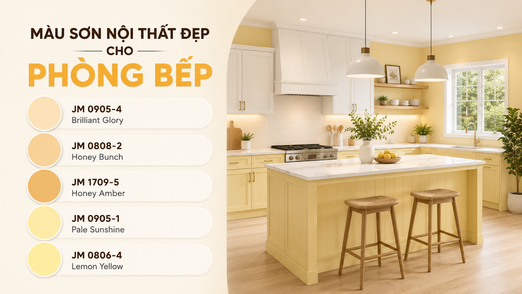 Màu sơn phòng bếp ấn tượng 2026 Mau Son Noi That Dep Cho Phong Bep