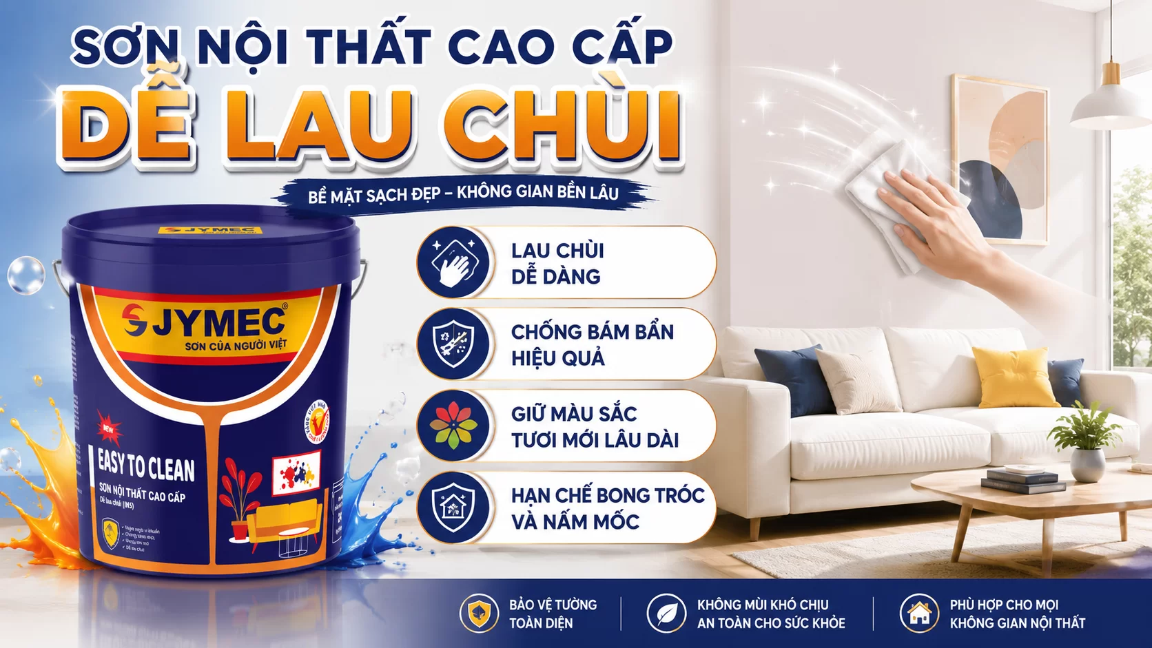 Sơn nội thất cao cấp dễ lau chùi Son Noi That De Lau Chui Jymec