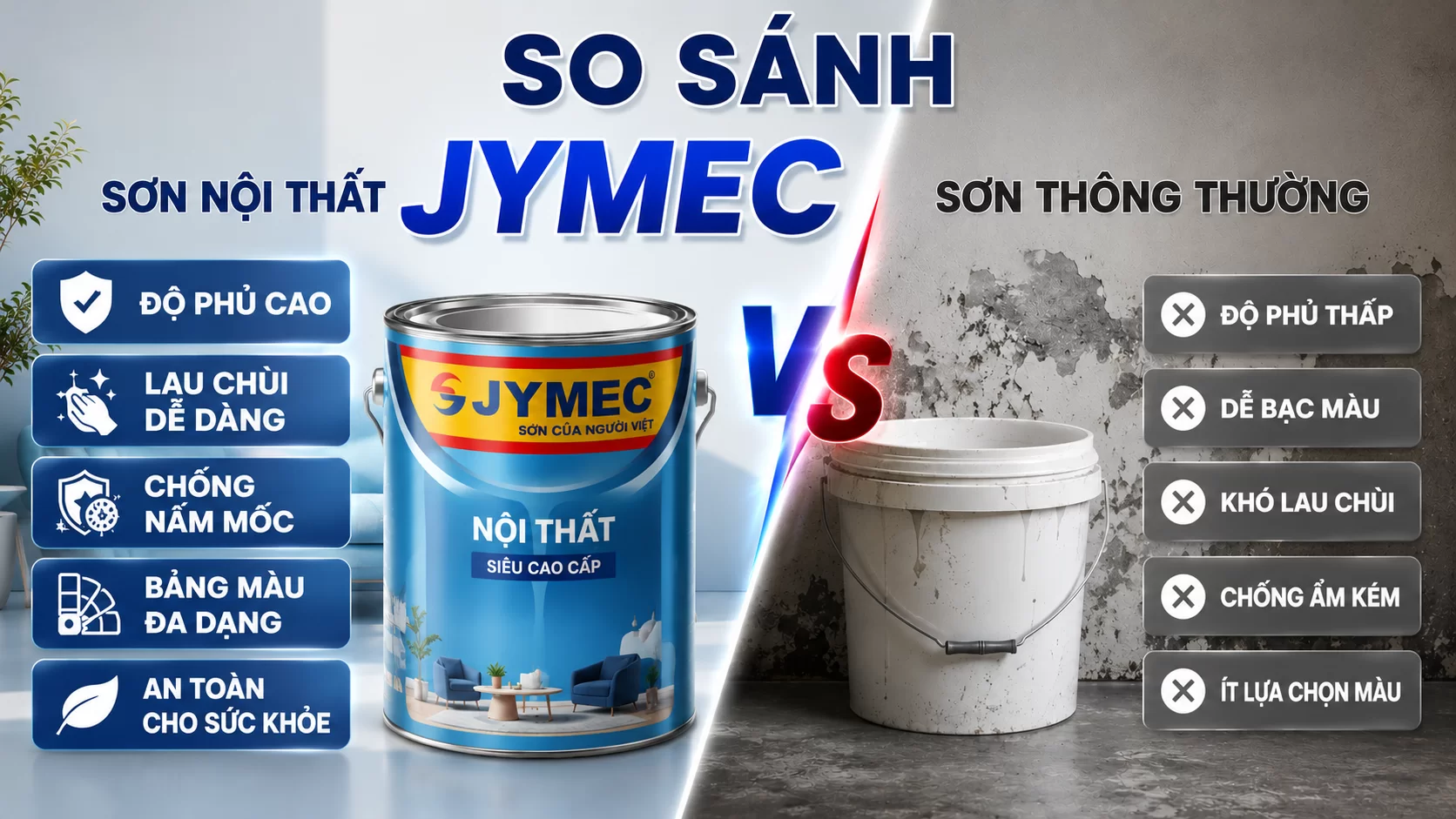 Điểm khác biệt giữa sơn nội thất JYMEC và dòng sơn thông thường Son Sanh Son Noi That Jymec Voi Son Thong Thuong