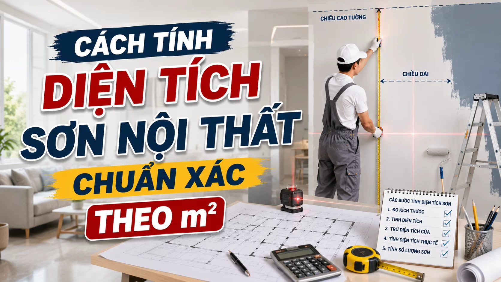 Cách Tính Diện Tích Sơn Nội Thất Chuẩn Xác Theo m2