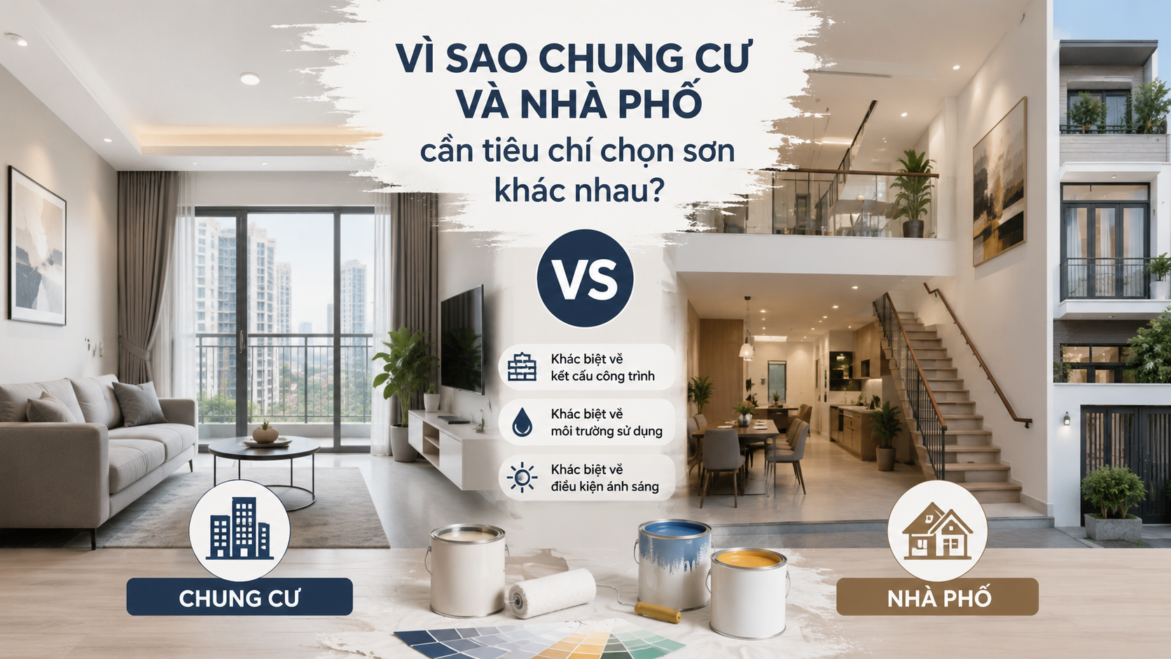 Chon Son Noi That Cho Nha Pho Chung Cu Can Khac Nhau