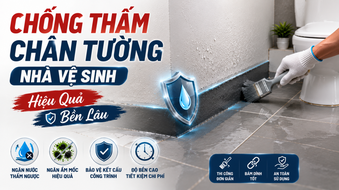 Chống thấm chân tường nhà vệ sinh hiệu quả, bền lâu từ A-Z
