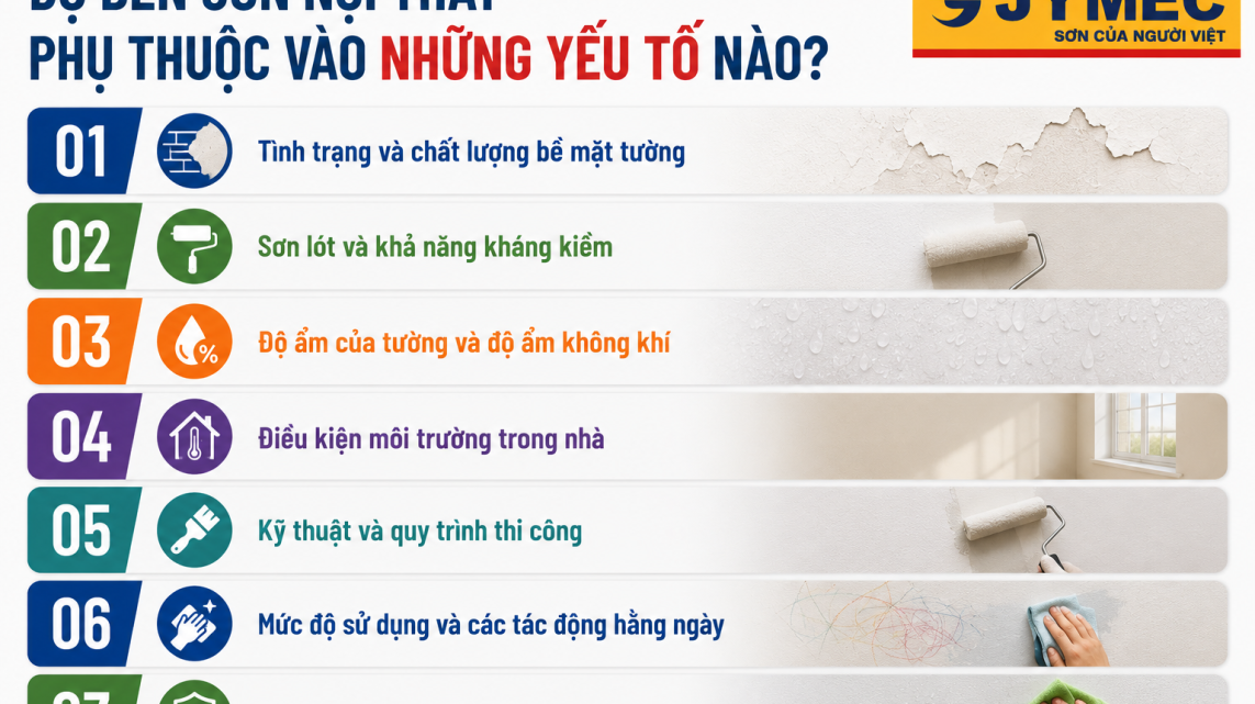 Yếu tố ảnh hưởng đến độ bền sơn nội thất bạn cần biết