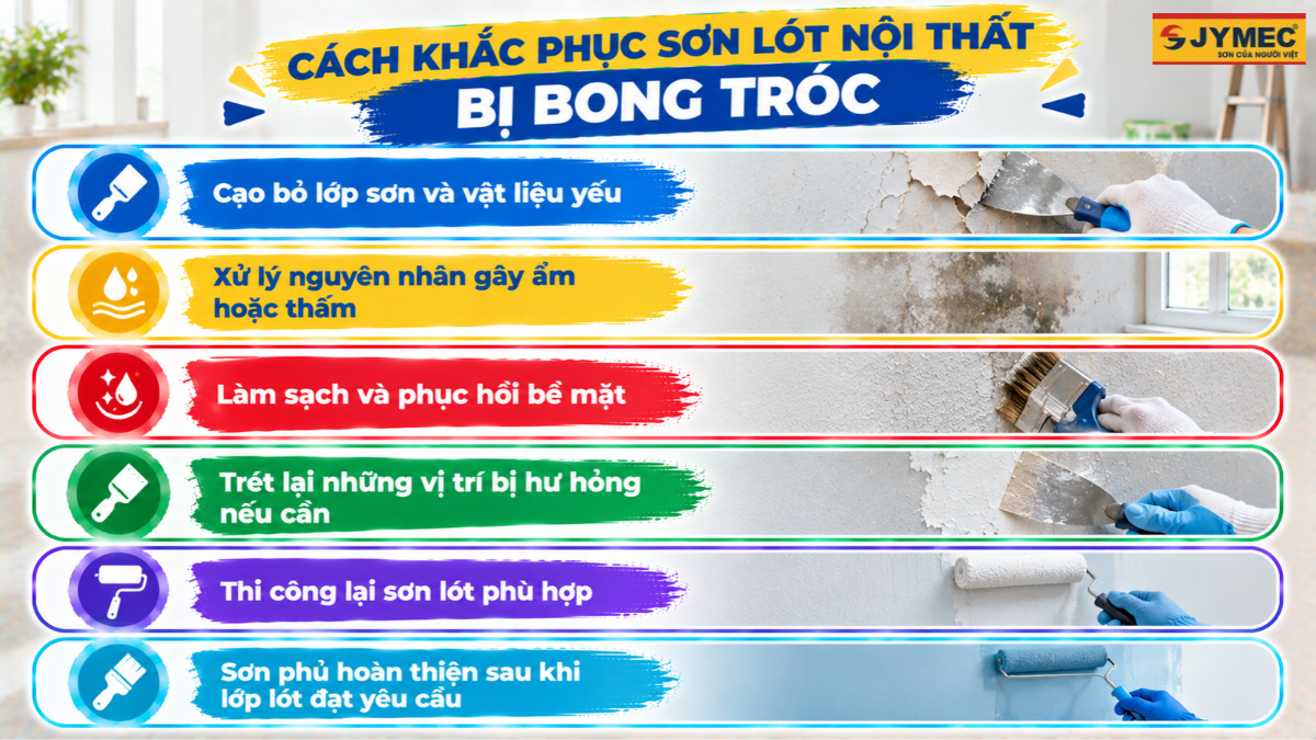 Cách khắc phục sơn lót nội thất bị bong tróc