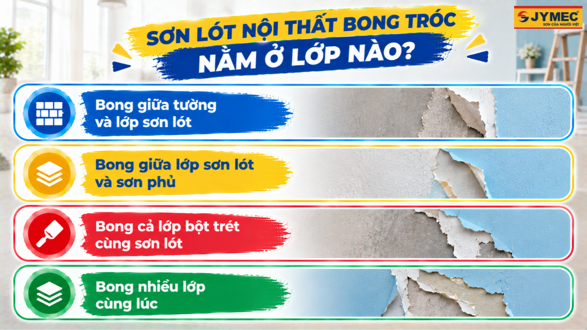 Sơn lót nội thất bong tróc thường nằm ở lớp nào