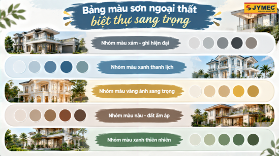 Bảng Màu Sơn Ngoại Thất Biệt Thự Sang Trọng Được Ưa Chuộng 2026
