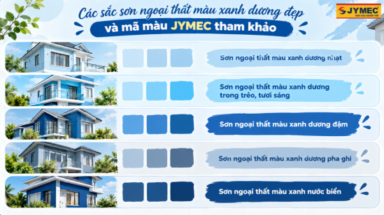 Sơn Ngoại Thất Màu Xanh Dương: 25+ Mẫu Đẹp, Sang